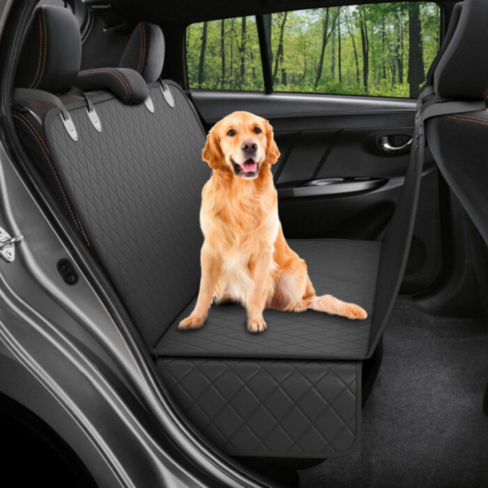 1207385240407-1.jpg Dog Car Seat Cover View Mesh Pet Carrier Hammock Safety Protector Car Rear Back Seat Mat With Zipper And Pocket For Travel