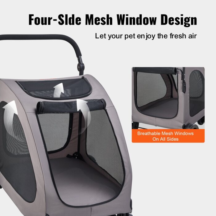 7b0a716d-03c7-4487-95da-9ef7a0596e0e.jpg Pet Stroller 4-Wheels Dog Stroller Carrier 160lbs Weight Capacity Portable