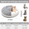 MEWOOFUN Enclosed Cat Bed Cave - Washable Pet Bed With Blanket & Non-Slip Base For Cats & Small Dogs 22'' X 22'', White
